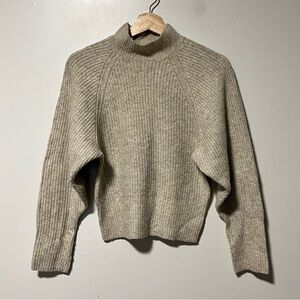 Ruby Moon Alpaca Blend Mock Neck Sweater – Size S, Beige, Cozy Ribbed Knit
